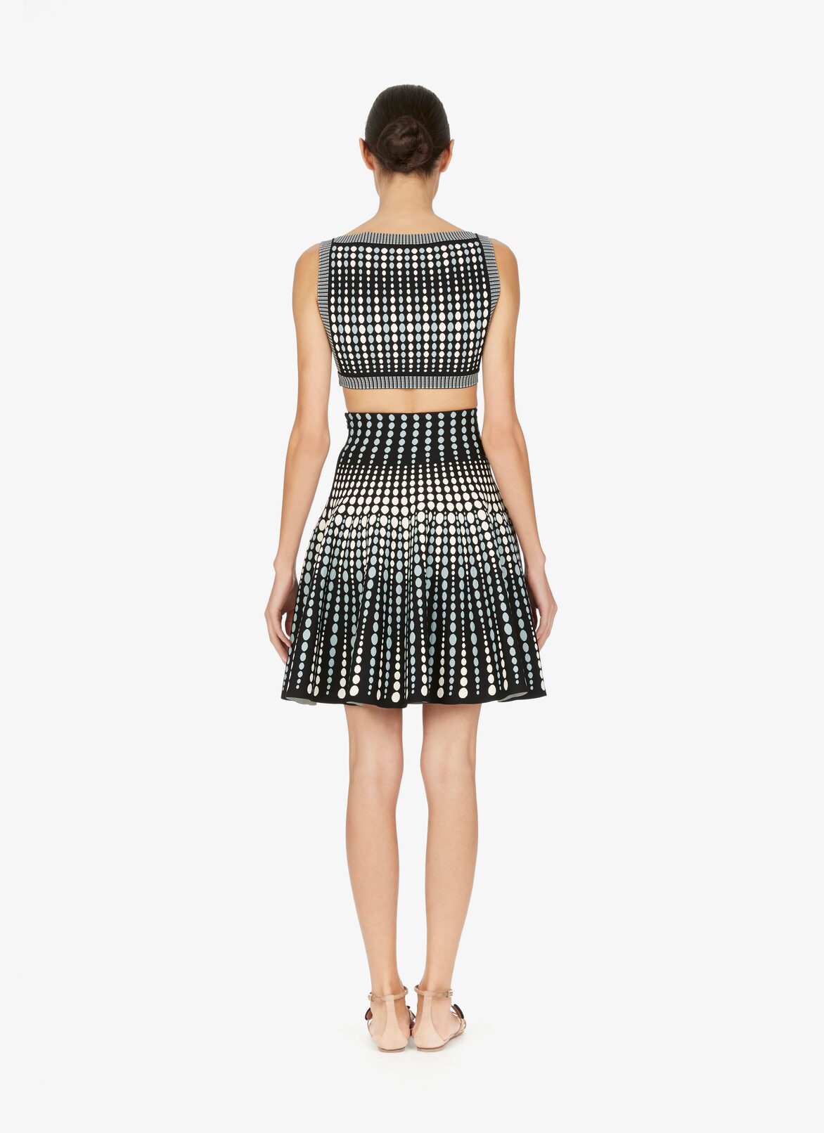 Flared Mesh Skirt ALAÏA BLACK/BLUE FLARED MESH SKIRT